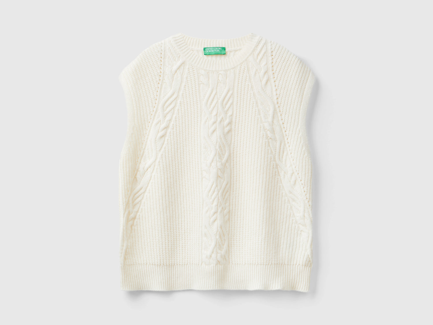 Gilet con trecce da donna bianco panna | Benetton Outlet