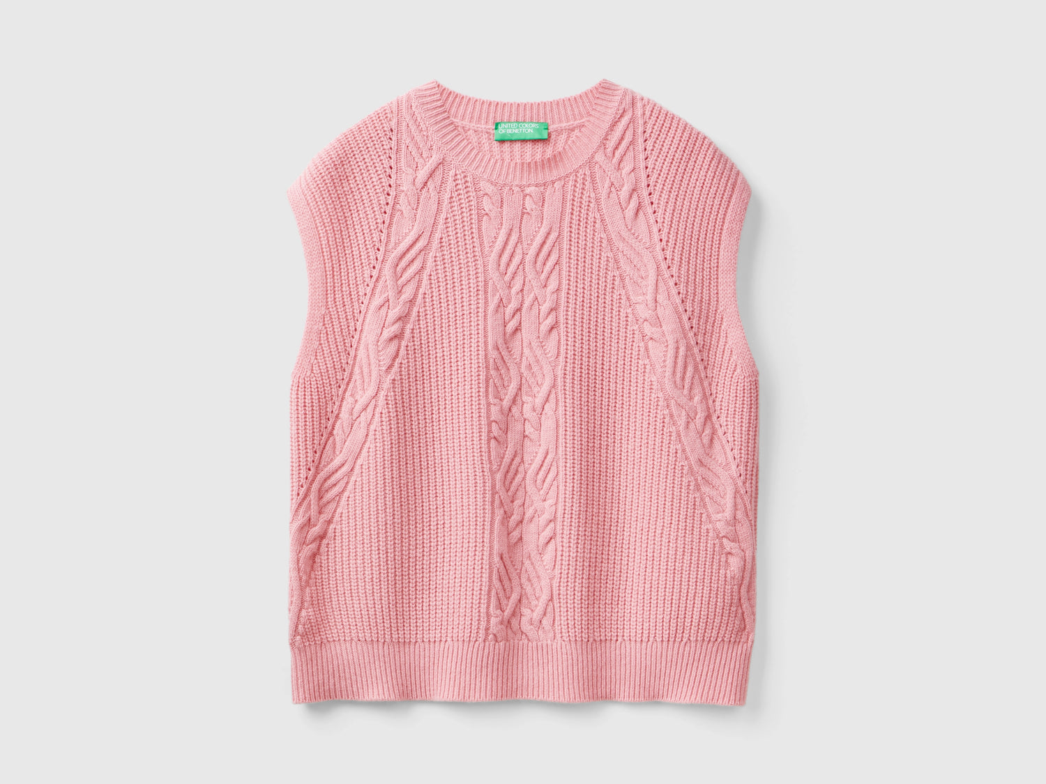 Gilet con trecce da donna rosa | Benetton Outlet