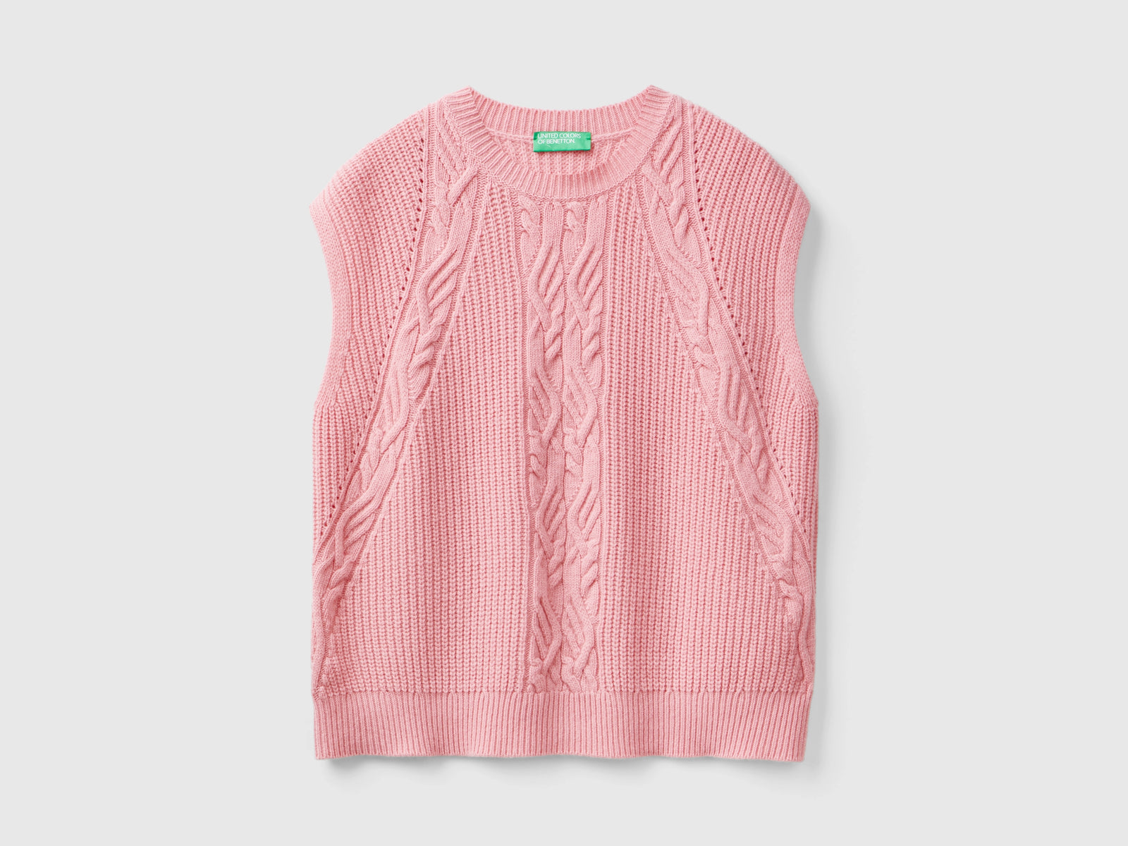 Gilet con trecce da donna rosa | Benetton Outlet