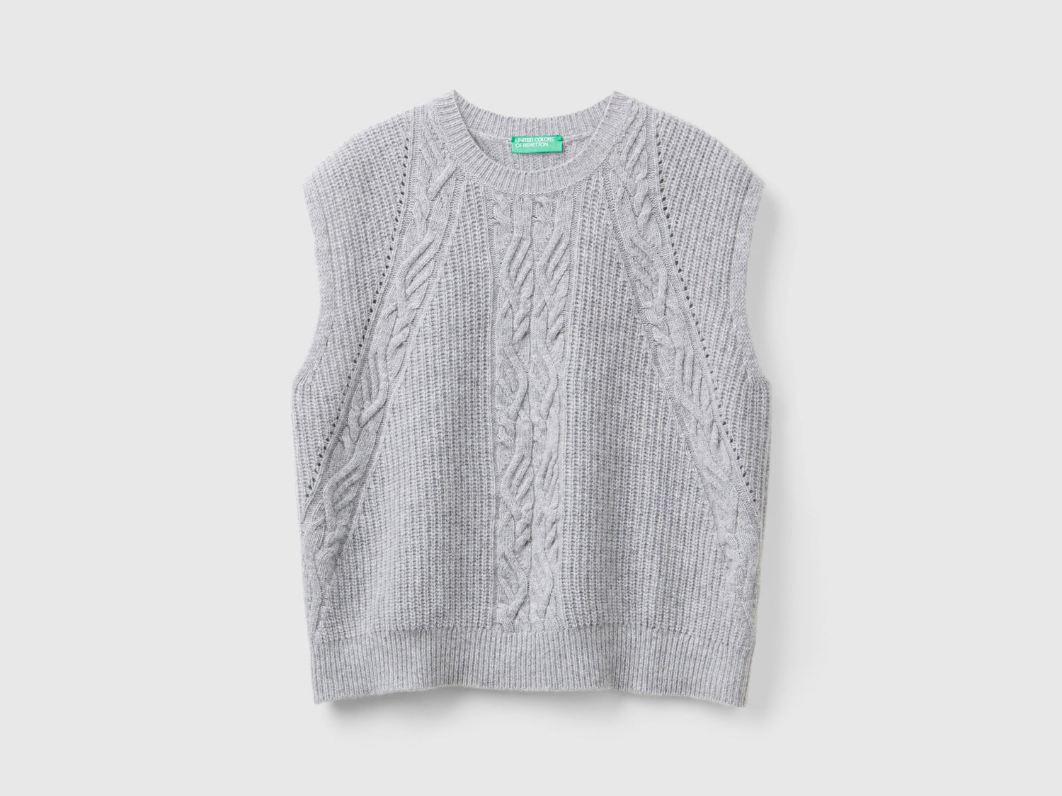 Gilet con trecce da donna grigio chiaro | Benetton Outlet