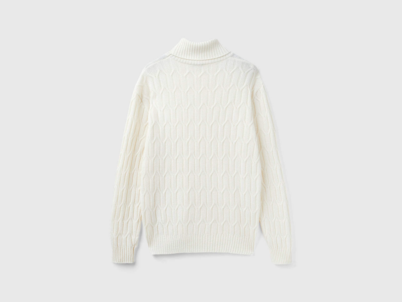 Dolcevita a losanghe da uomo bianco panna 2 | Benetton Outlet