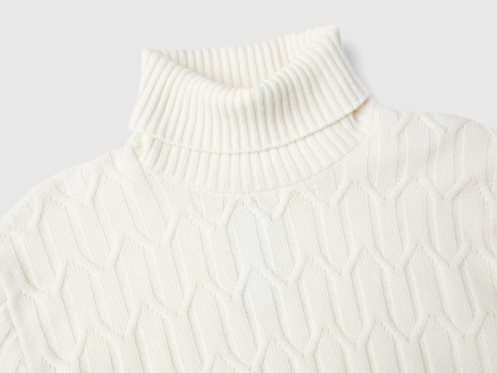 Dolcevita a losanghe da uomo bianco panna 3 | Benetton Outlet