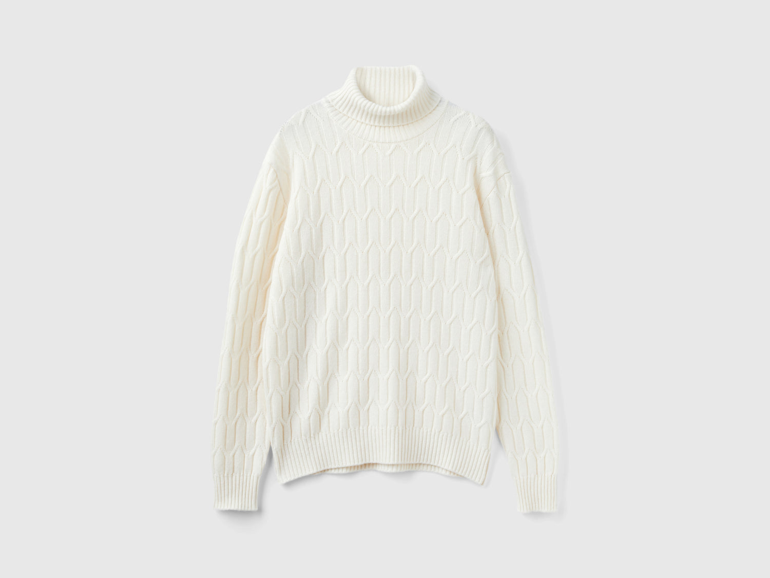 Dolcevita a losanghe da uomo bianco panna | Benetton Outlet