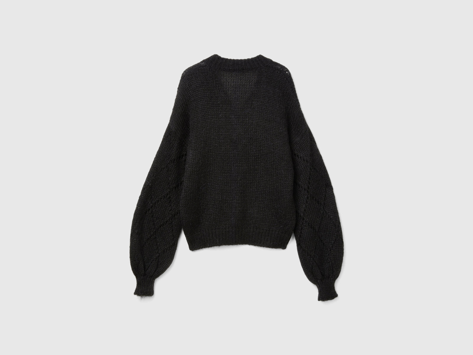 Sweater with perforated sleeves da donna nero 2 | Benetton Outlet