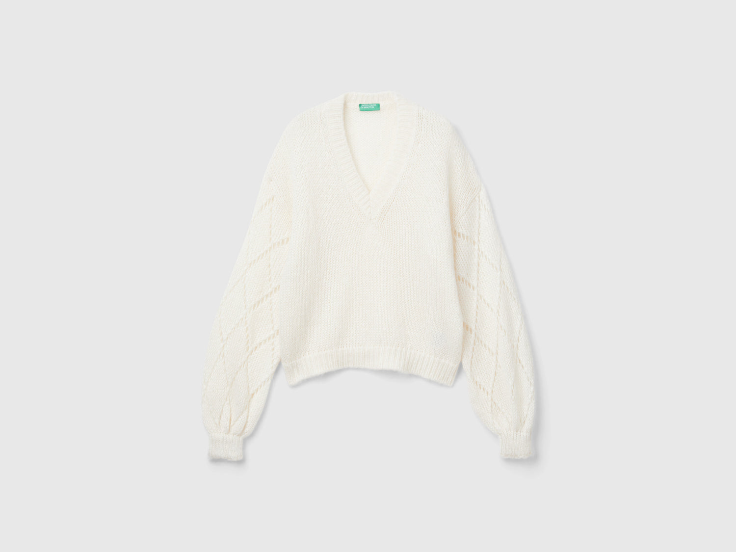 Maglione con manica traforata da donna bianco | Benetton Outlet