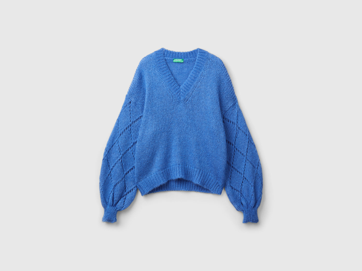 Maglione con manica traforata da donna blu | Benetton Outlet