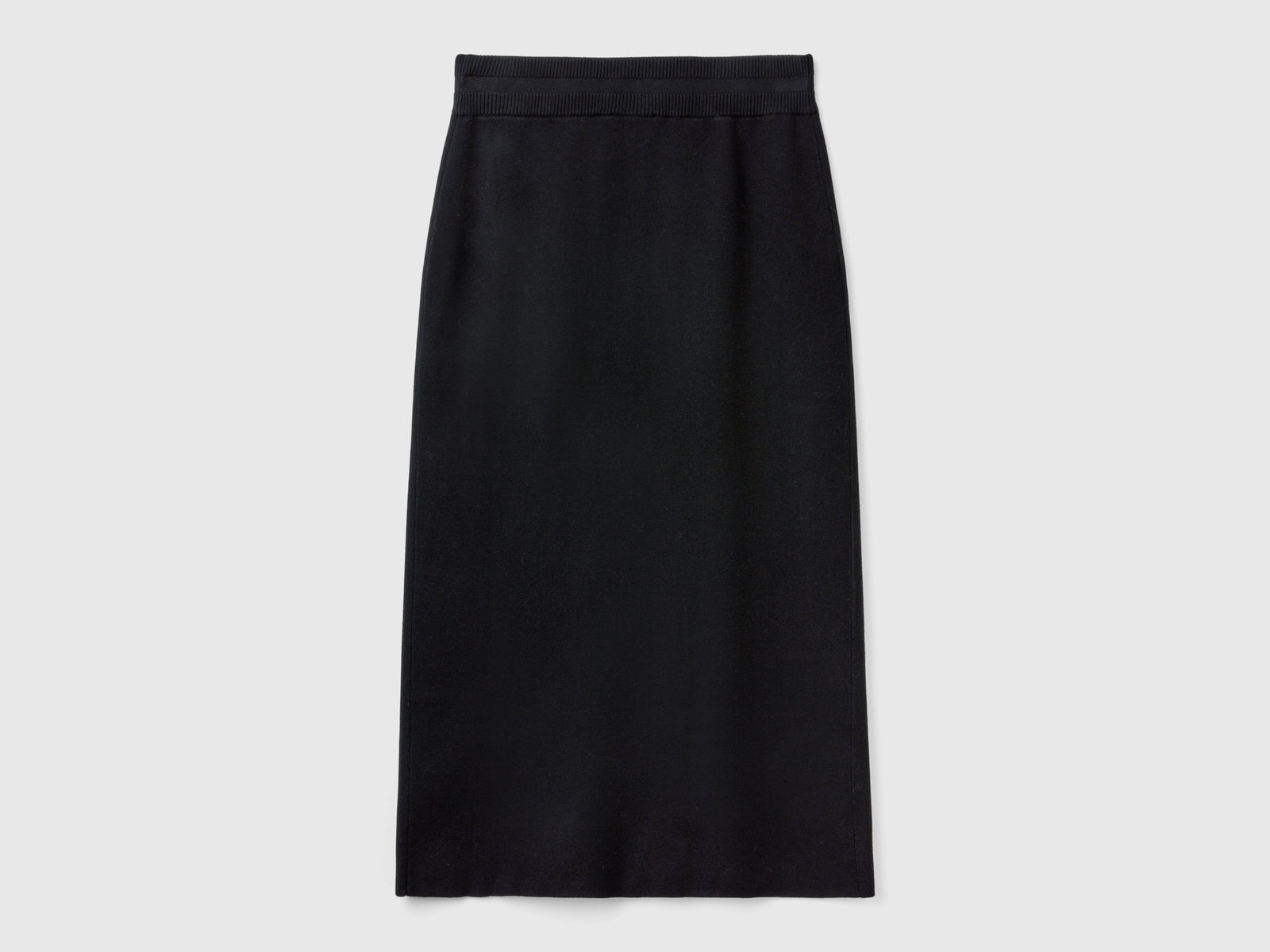 Gonna midi con spacco da donna nero 2 | Benetton Outlet