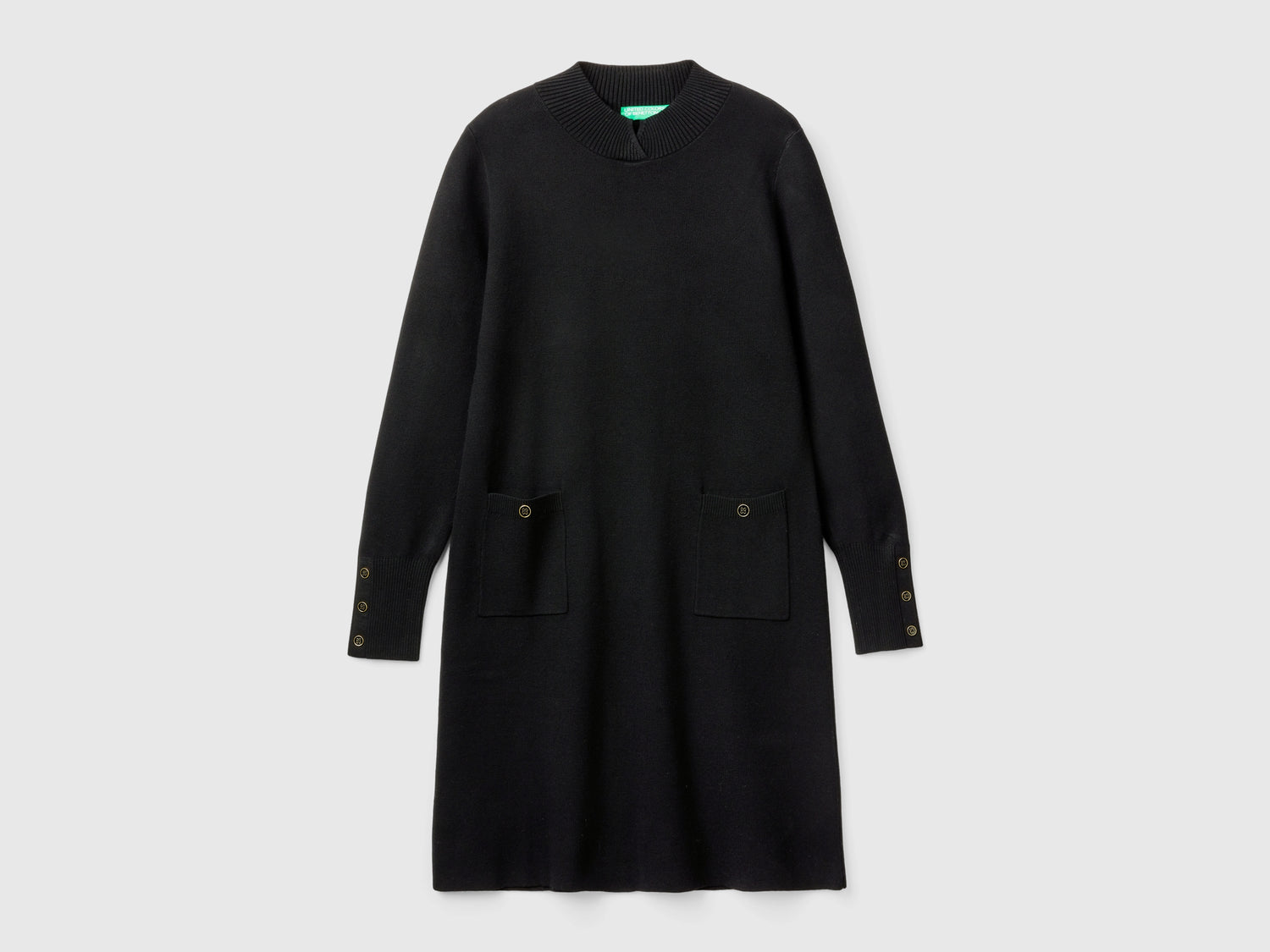 Vestito a lupetto in maglia da donna nero | Benetton Outlet