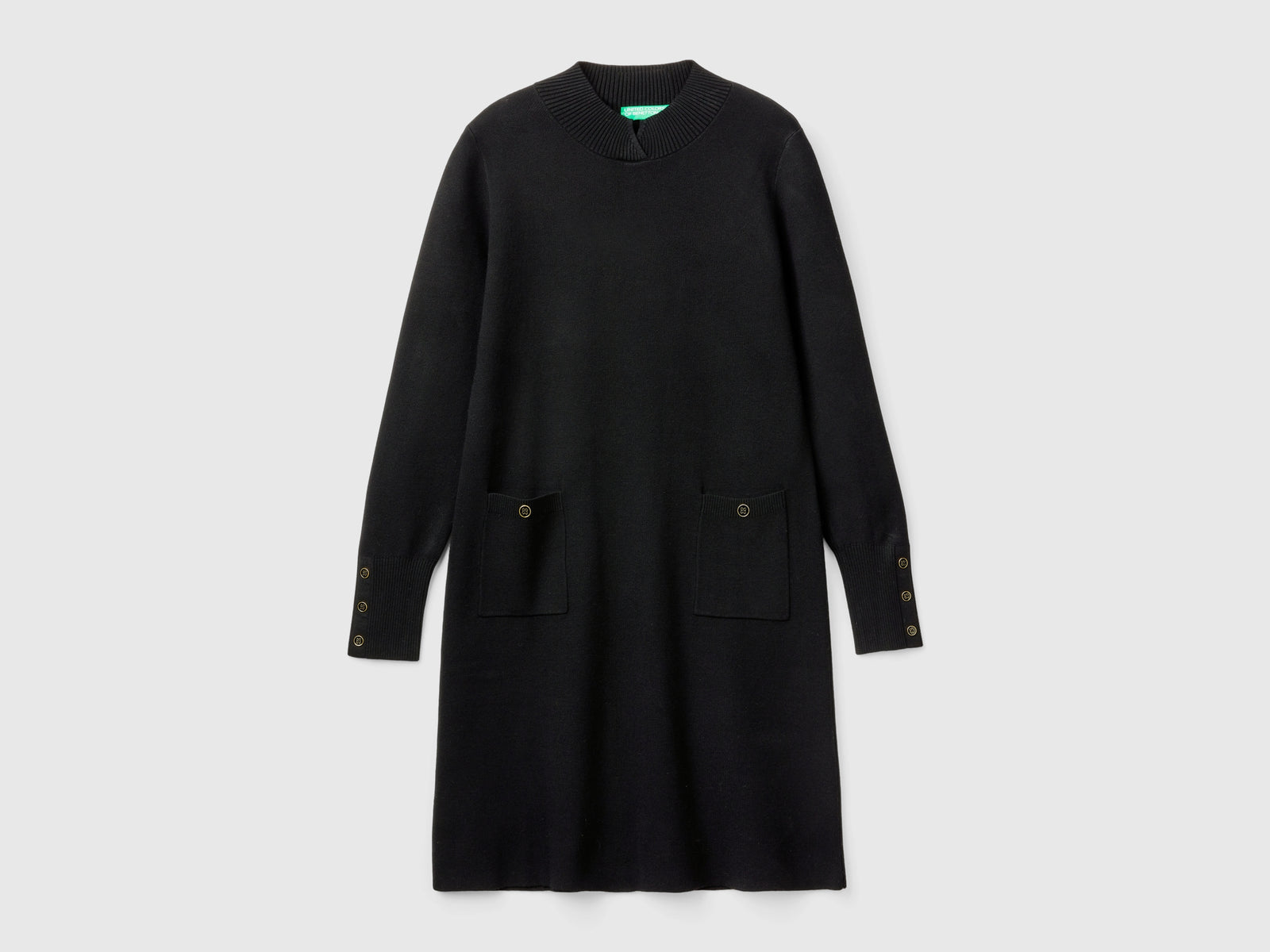 Vestito a lupetto in maglia da donna nero | Benetton Outlet