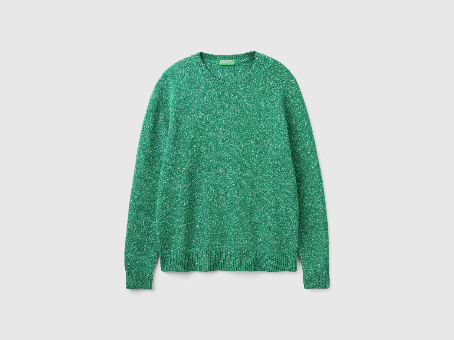 Maglione in misto lana e seta da uomo verde scuro | Benetton Outlet