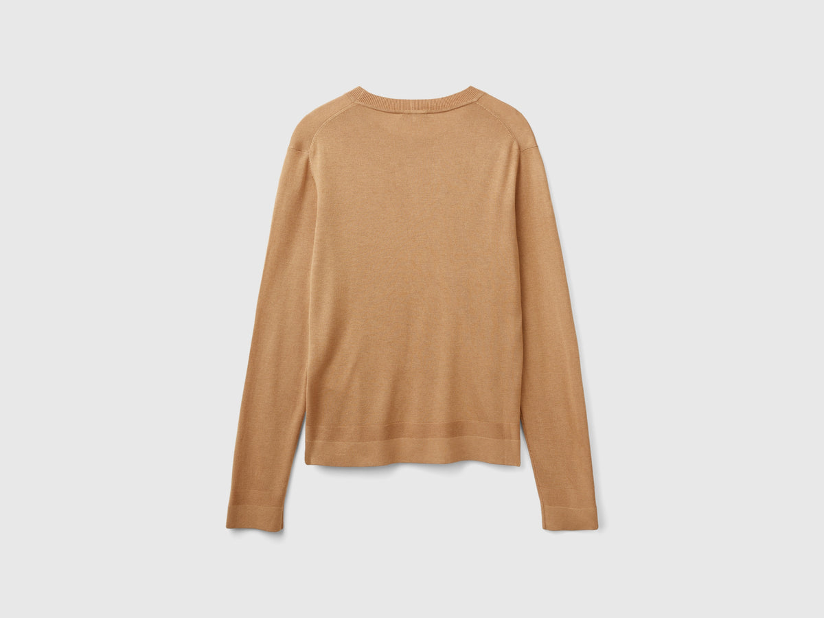 Long-sleeved silk blend sweater