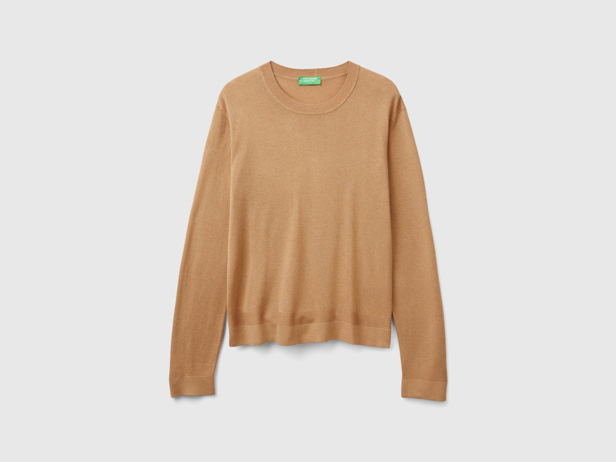 Long-sleeved silk blend sweater