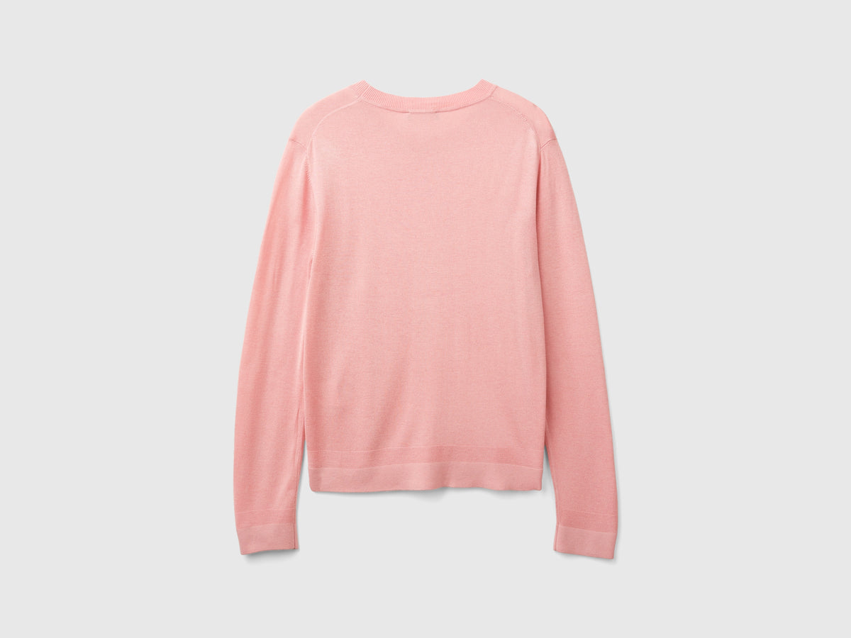 Long-sleeved silk blend sweater