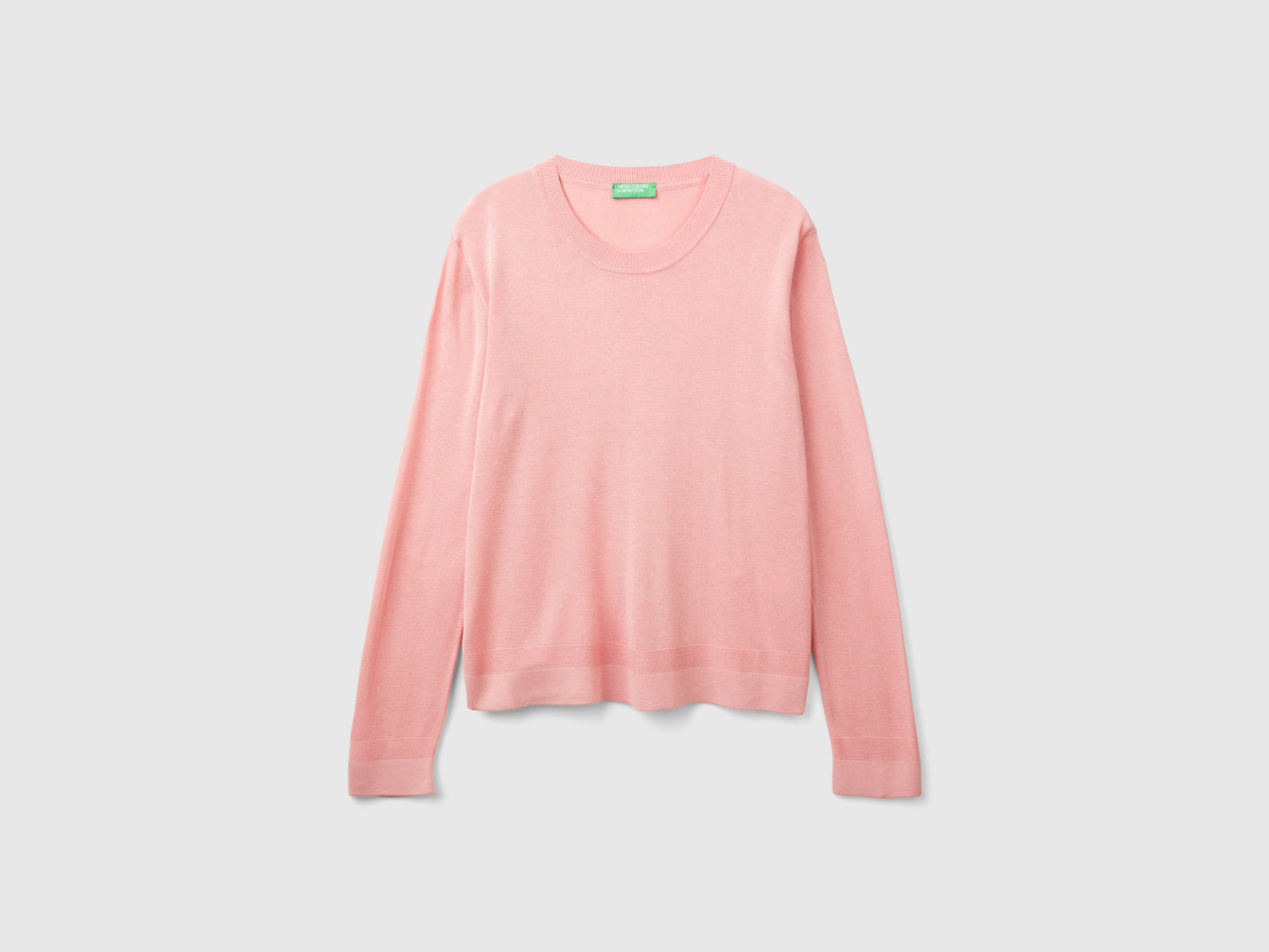 Maglia manica lunga in misto seta da donna rosa | Benetton Outlet