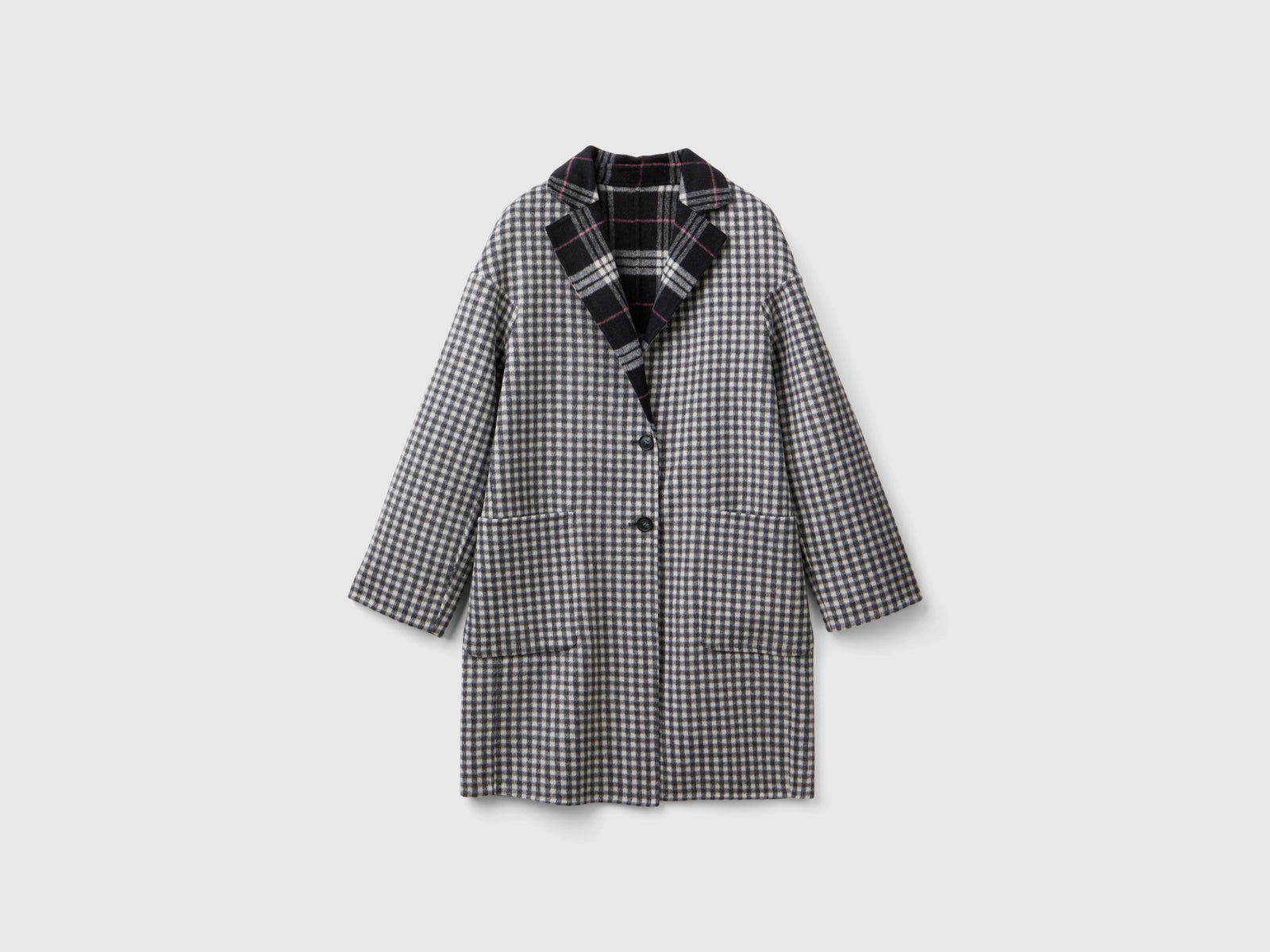 Cappotto reversibile a quadri da donna multi-color | Benetton Outlet