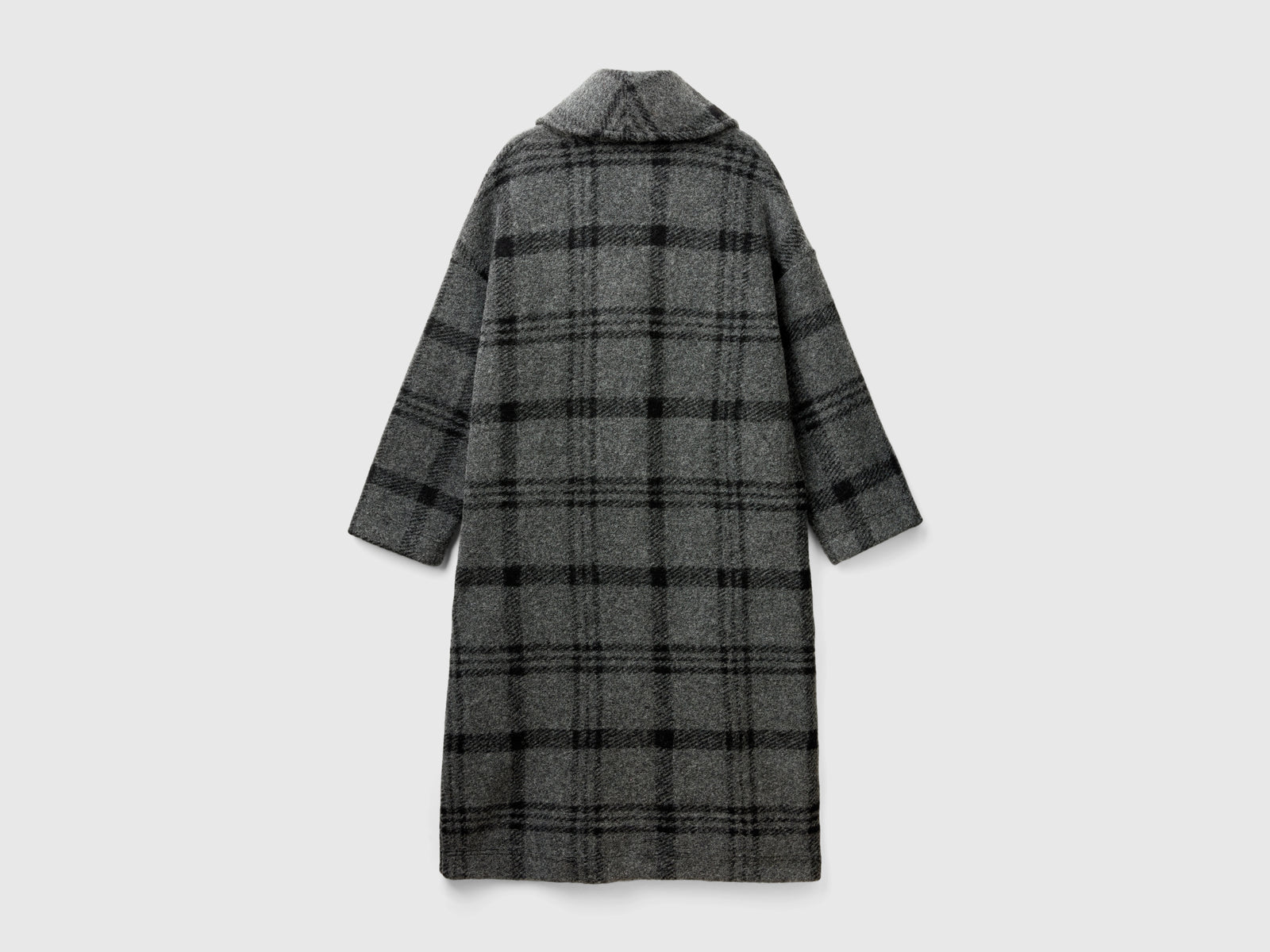 Cappotto jacquard a quadri da donna grigio scuro 2 | Benetton Outlet