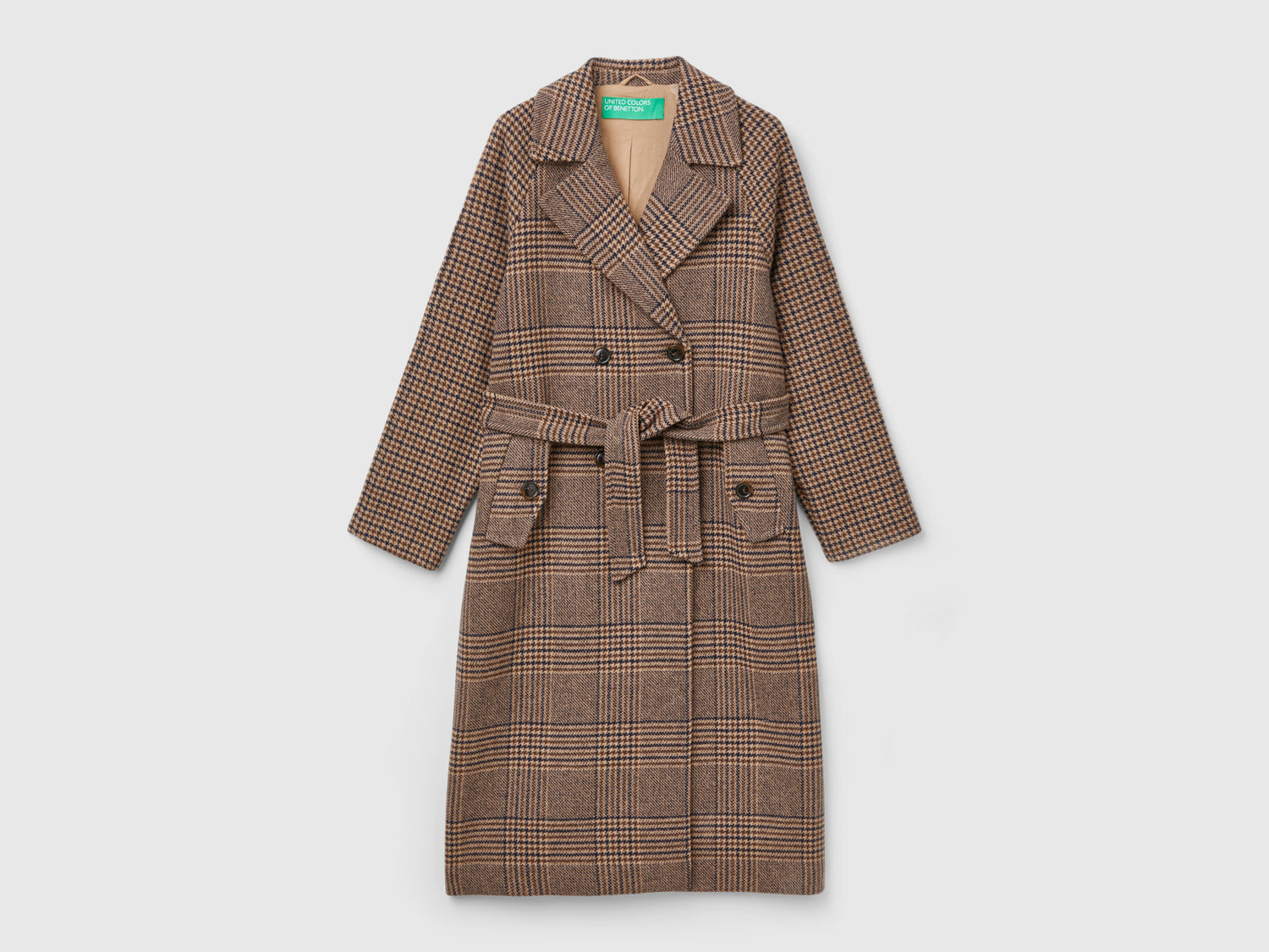 Cappotto doppiopetto principe di Galles da donna multi-color | Benetton Outlet