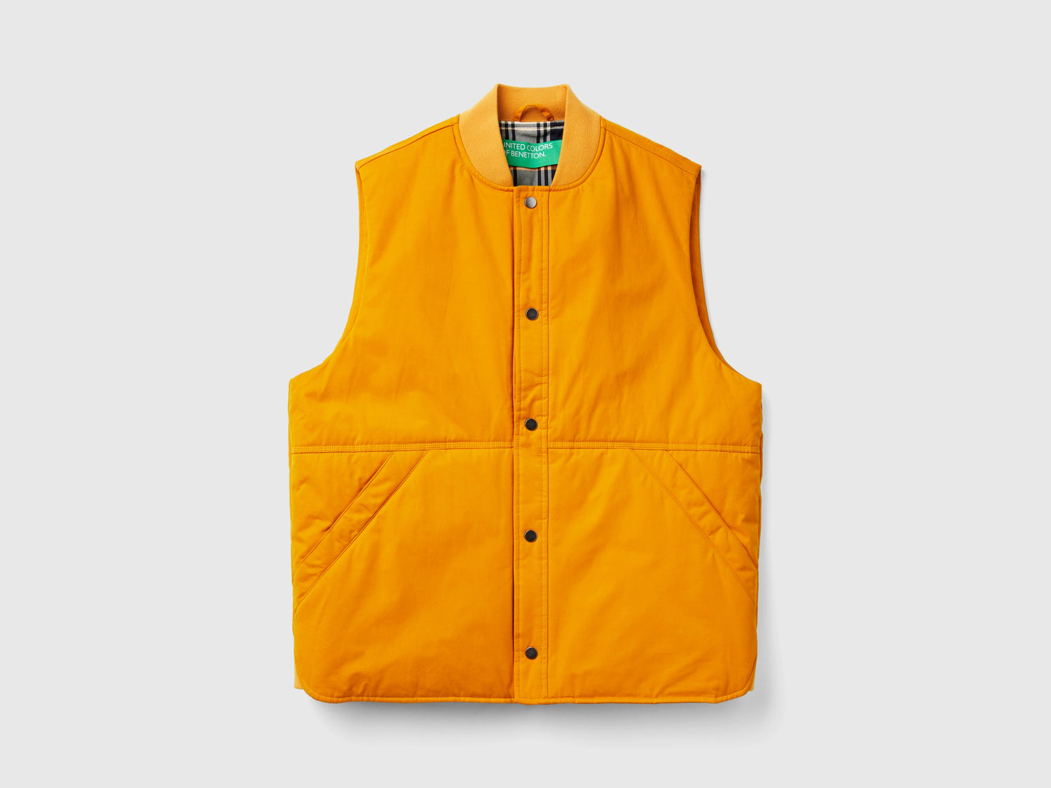 Gilet con fodera a quadri da uomo arancione | Benetton Outlet