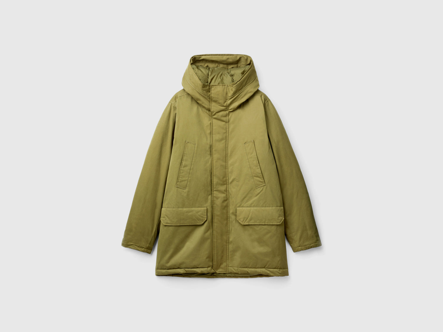 Parka imbottito in nylon da uomo verde militare | Benetton Outlet