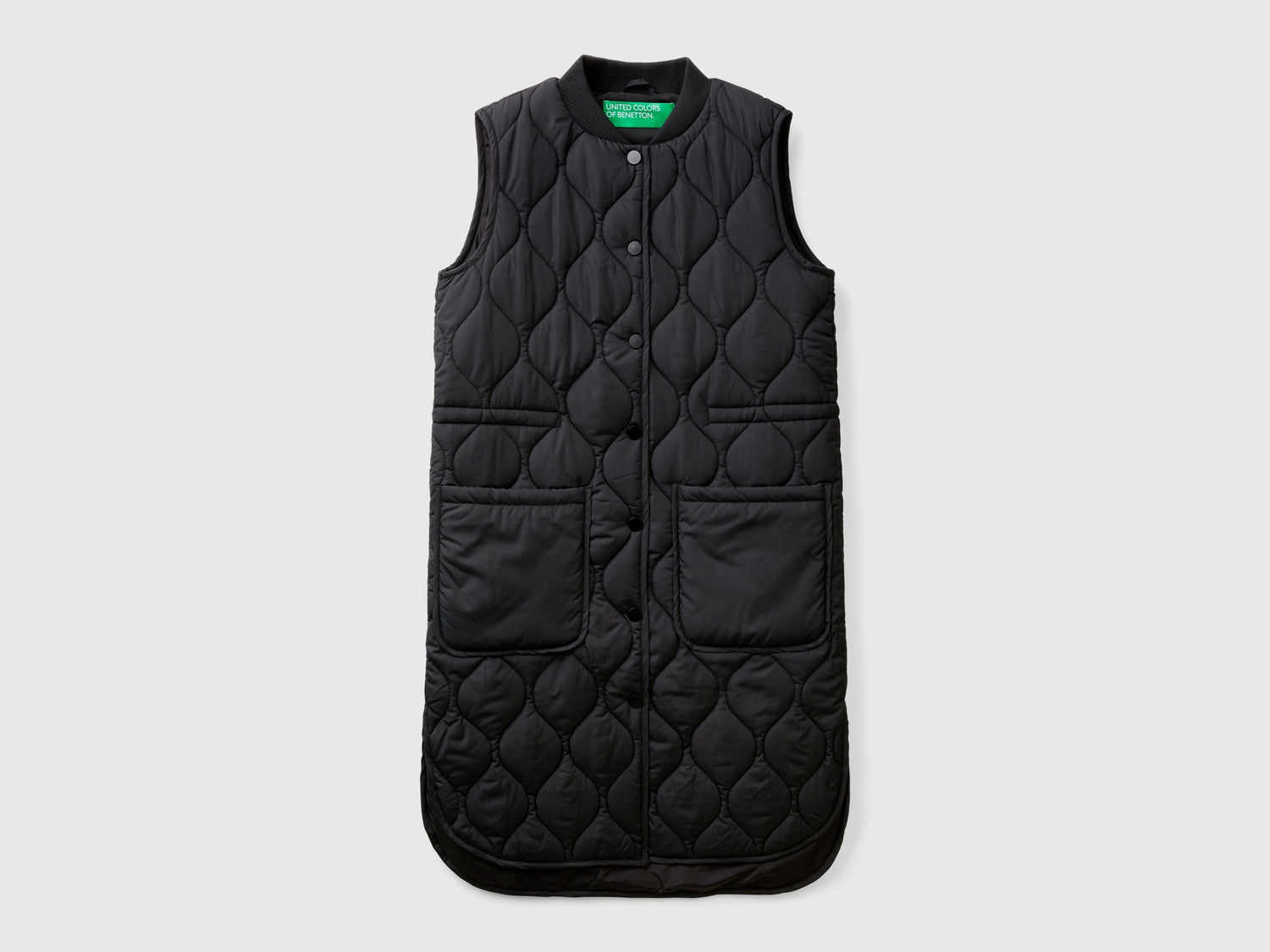 Chaleco largo de nailon da donna nero | Benetton Outlet