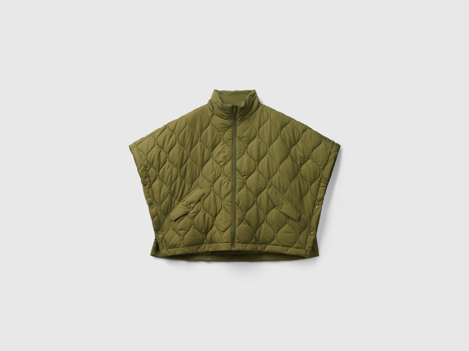 Mantella trapuntata con imbottitura leggera da donna verde militare | Benetton Outlet