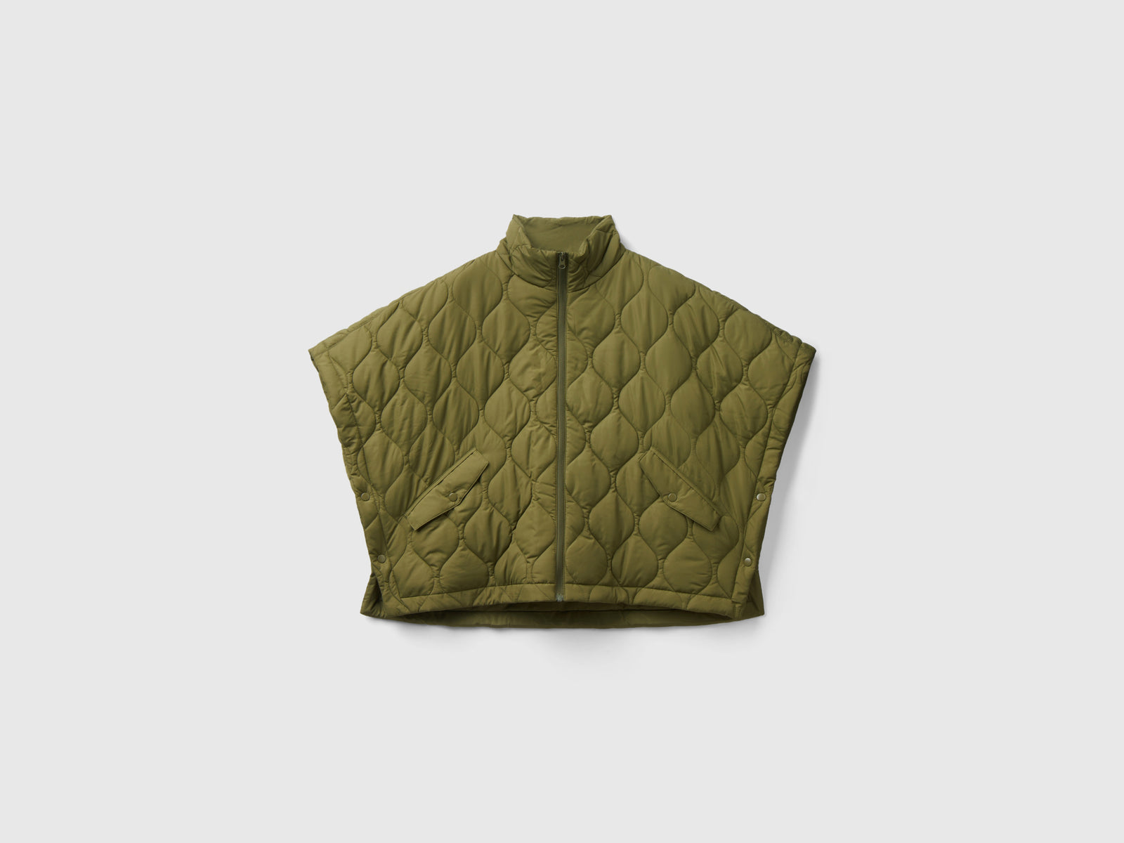 Mantella trapuntata con imbottitura leggera da donna verde militare | Benetton Outlet
