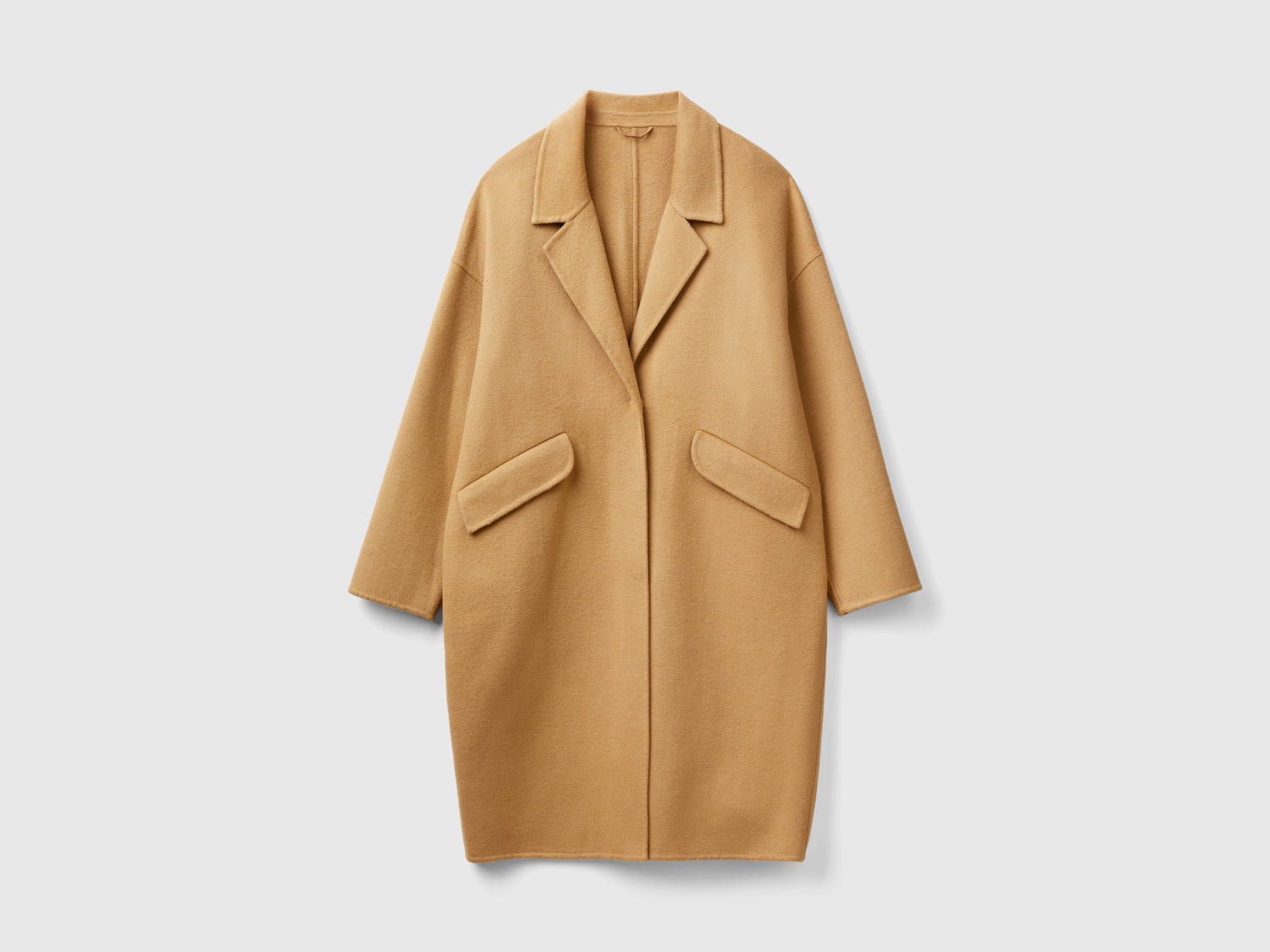 Cappotto midi in misto lana da donna cammello | Benetton Outlet