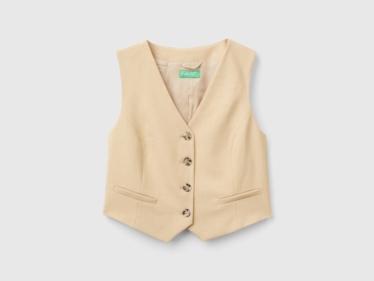 Gilet in misto viscosa da donna beige | Benetton Outlet