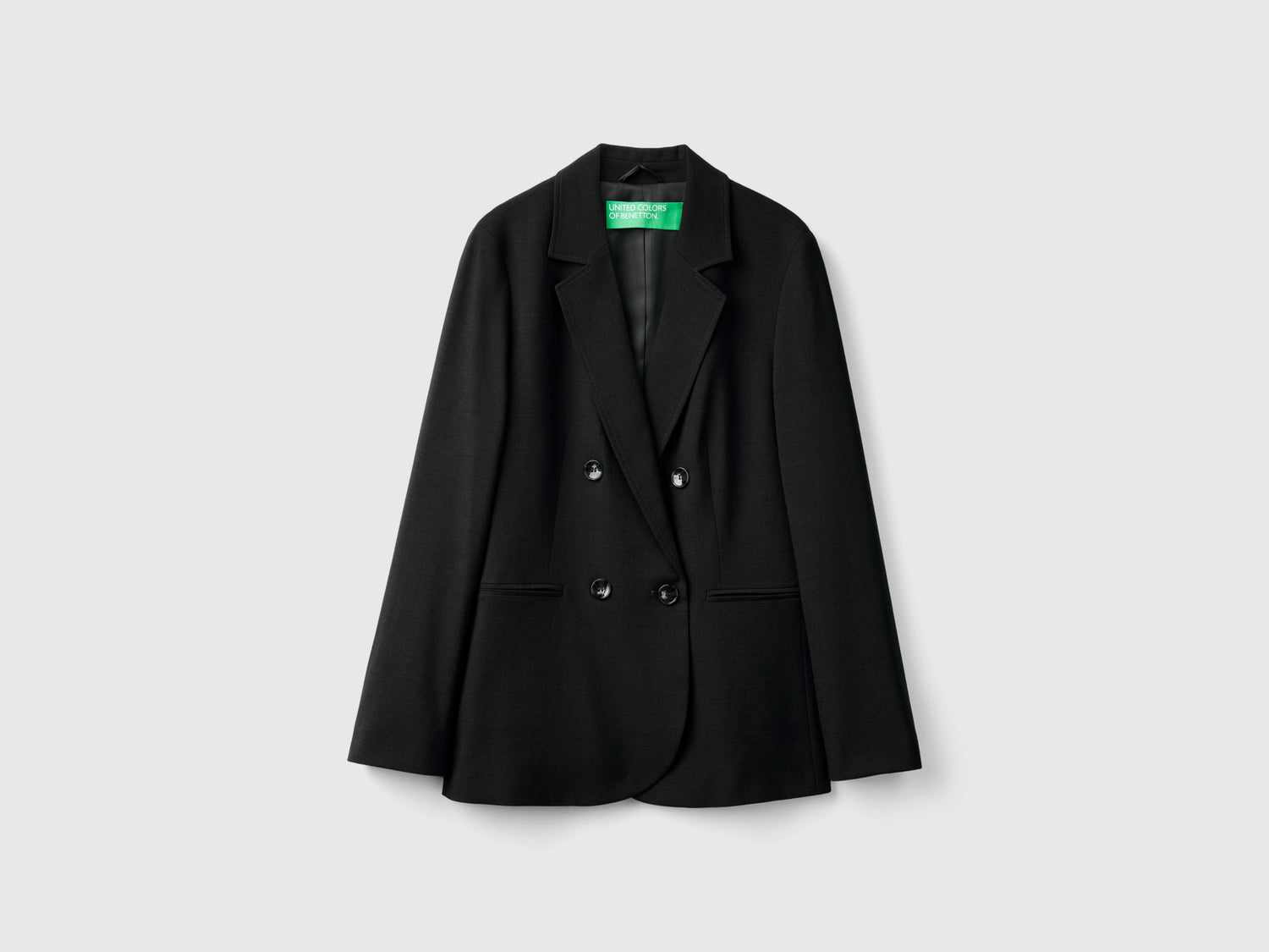 Giacca doppiopetto in misto viscosa stretch da donna nero | Benetton Outlet
