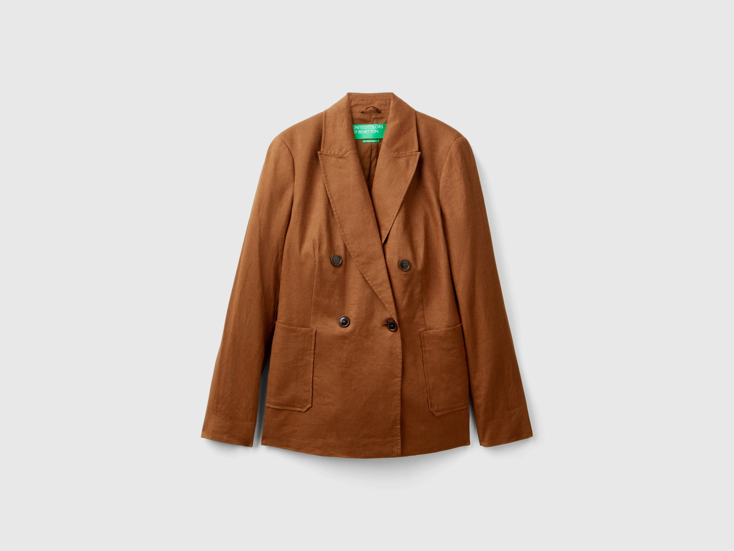 Double-breasted blazer in pure linen da donna marrone | Benetton Outlet