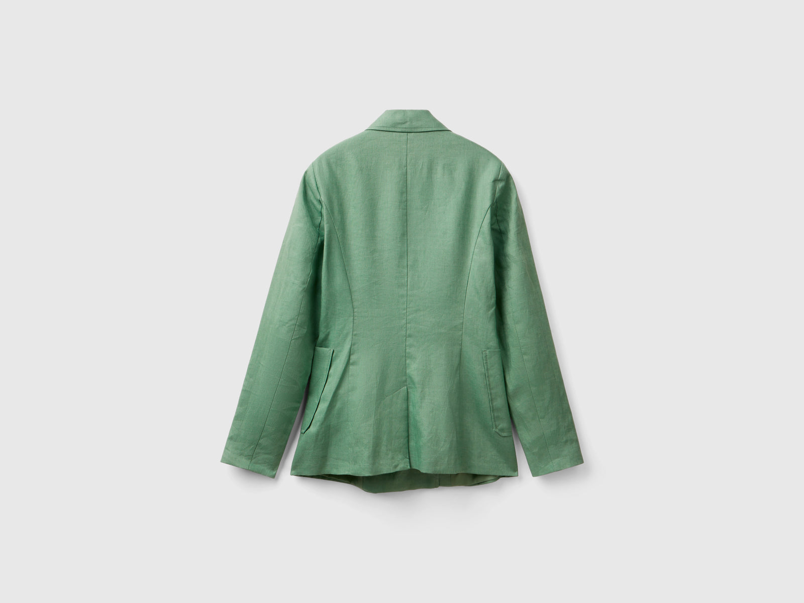 Blazer doppiopetto in puro lino da donna verde 2 | Benetton Outlet