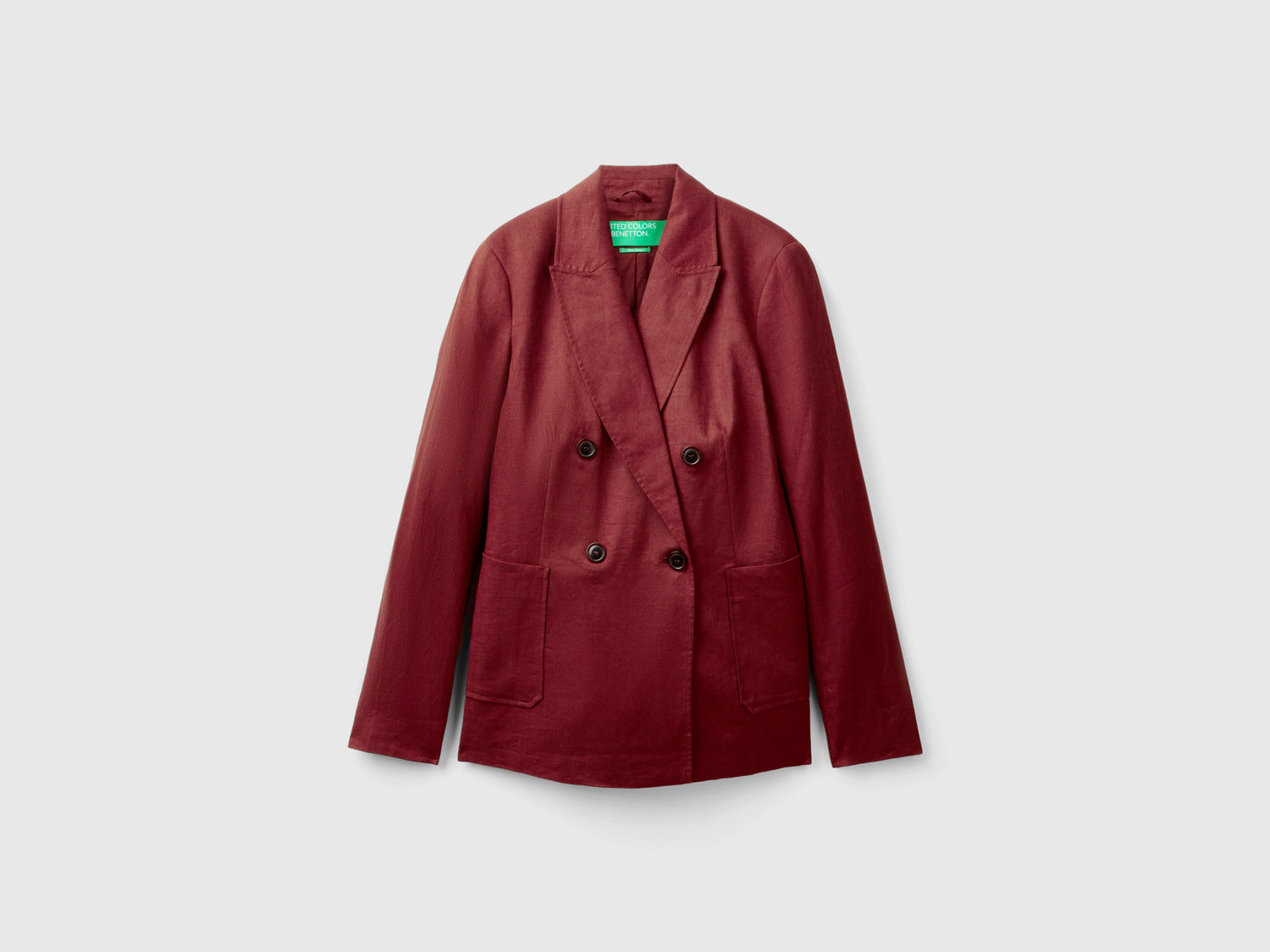 Double-breasted blazer in pure linen da donna bordeaux | Benetton Outlet
