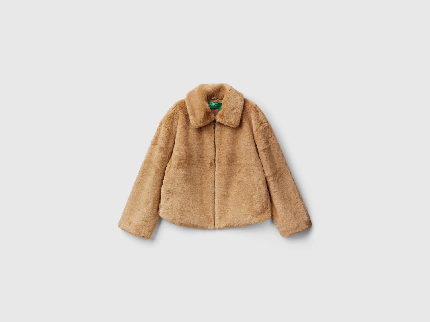 Giubbino in pelliccia sintetica da donna cammello | Benetton Outlet