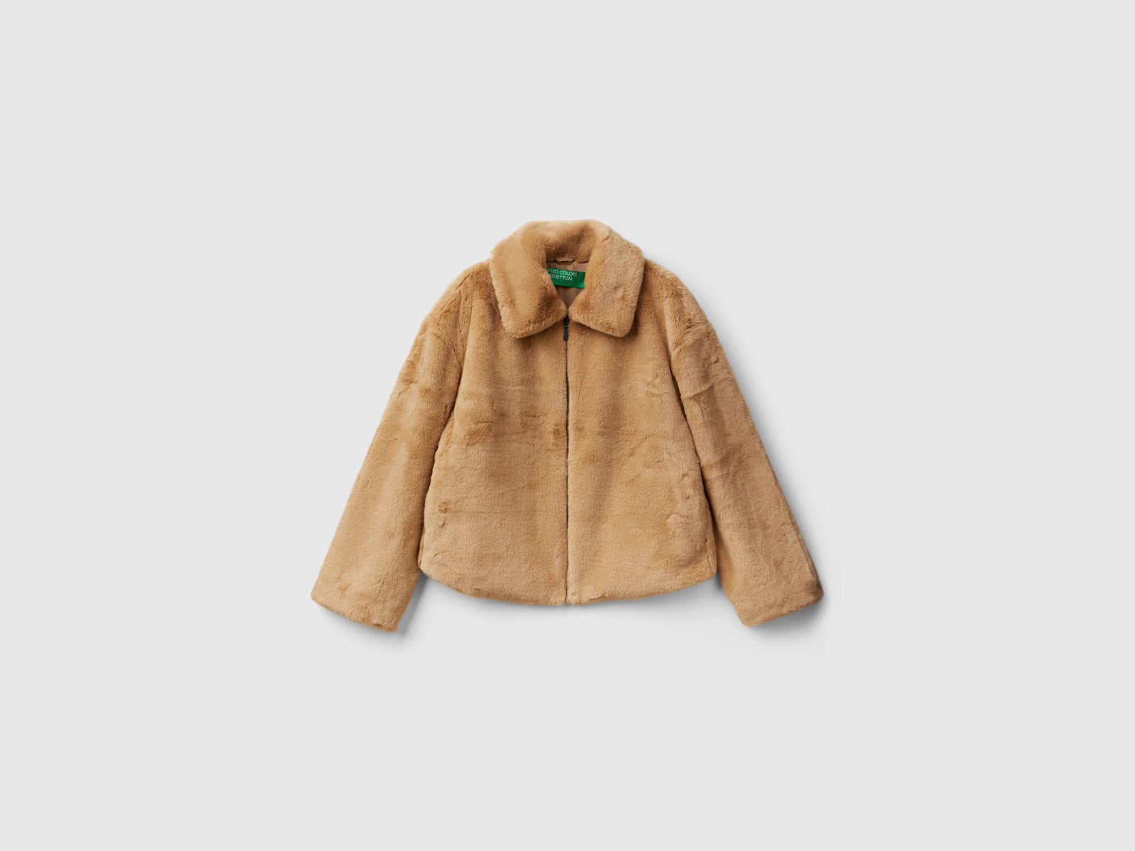 Giubbino in pelliccia sintetica da donna cammello | Benetton Outlet