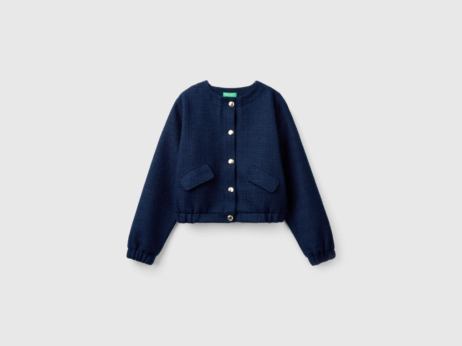 Bouclé effect bomber jacket da donna blu scuro | Benetton Outlet