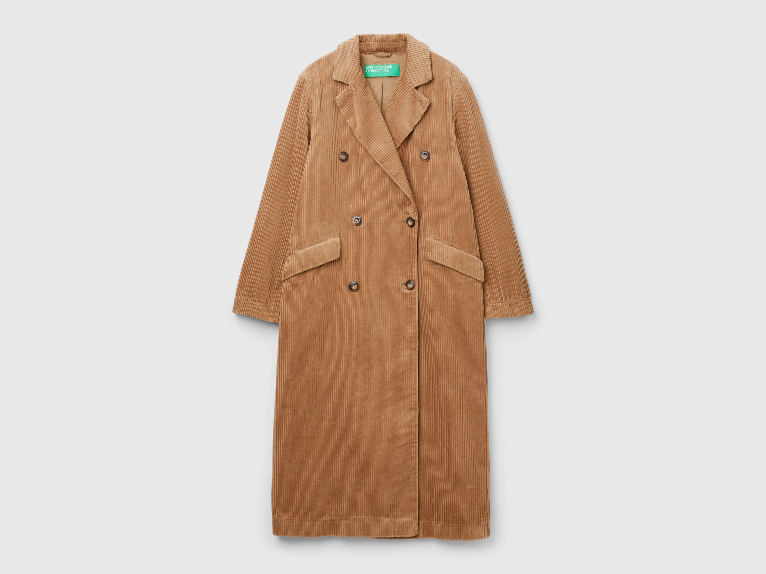 Double-breasted velvet trench coat da donna cammello | Benetton Outlet
