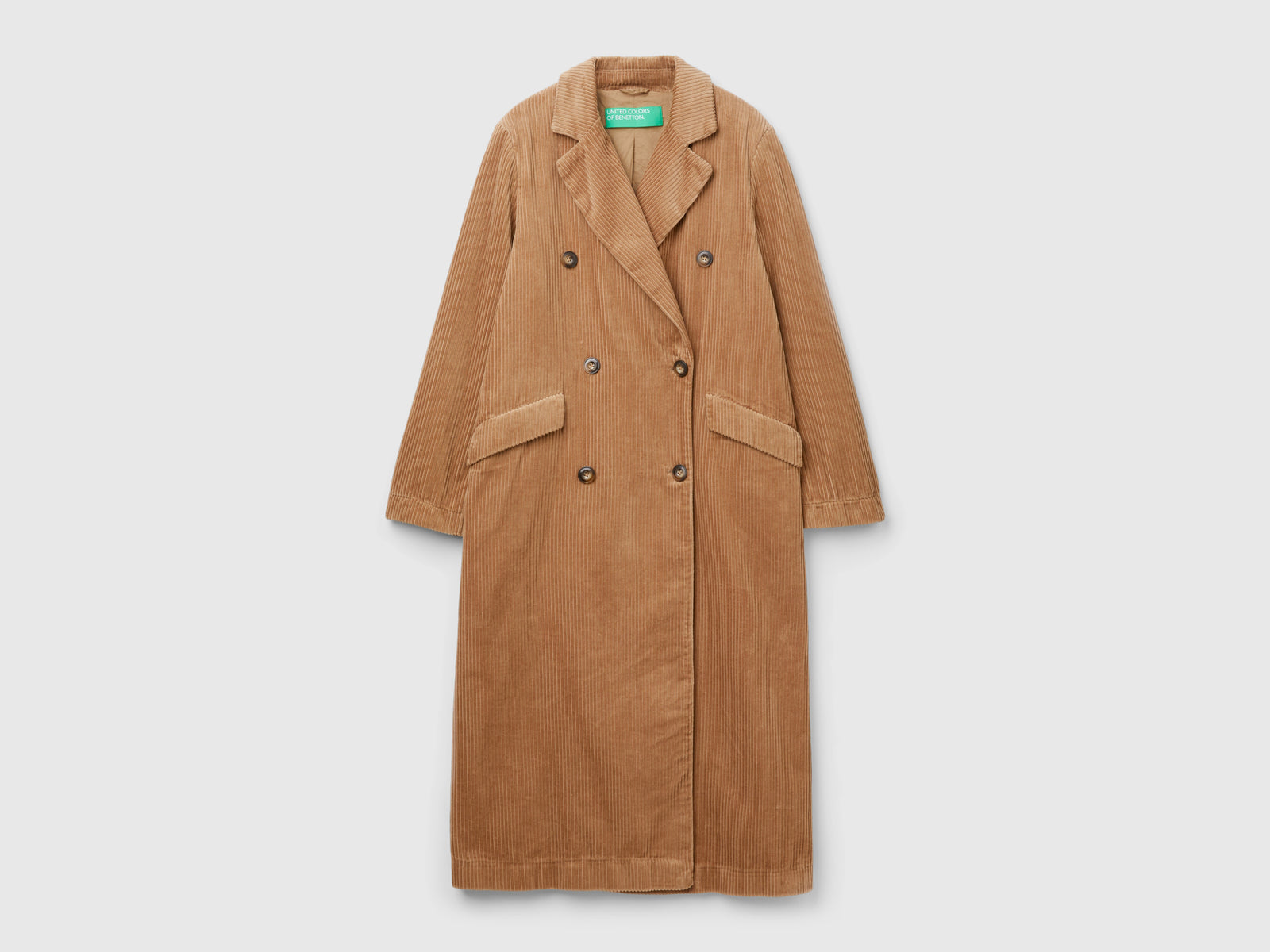 Trench doppiopetto in velluto da donna cammello | Benetton Outlet