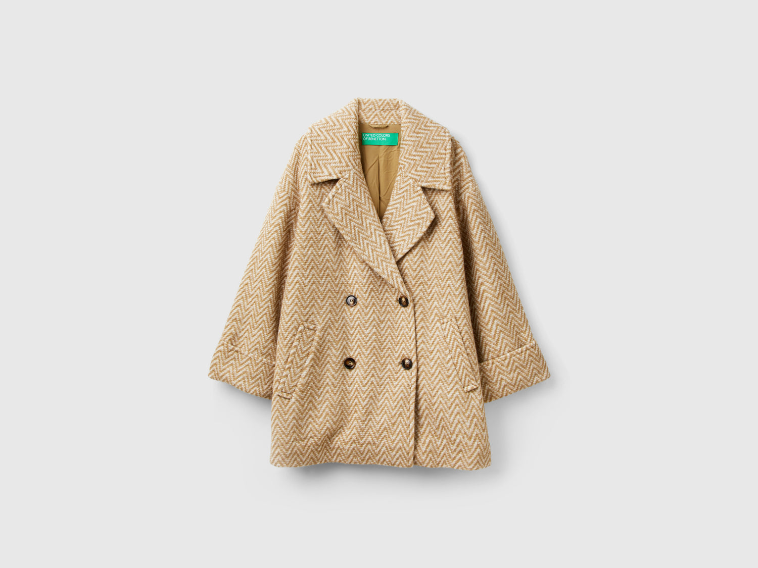Cappotto oversize doppiopetto da donna beige | Benetton Outlet