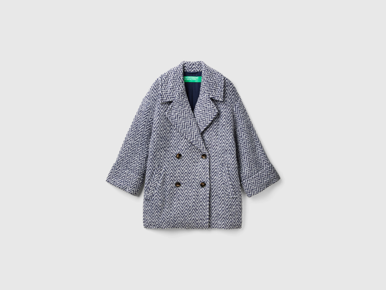Cappotto oversize doppiopetto da donna blu scuro | Benetton Outlet