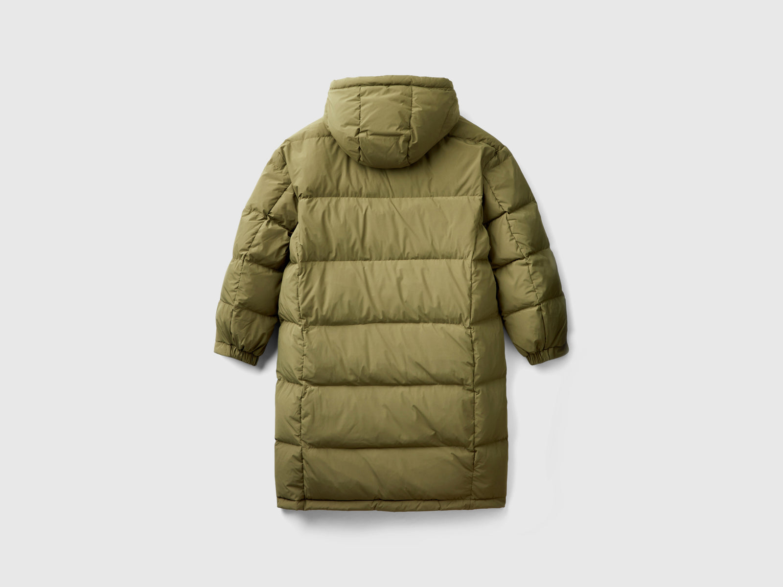 Chaqueta larga acolchada con plumas recicladas da donna verde militare 2 | Benetton Outlet