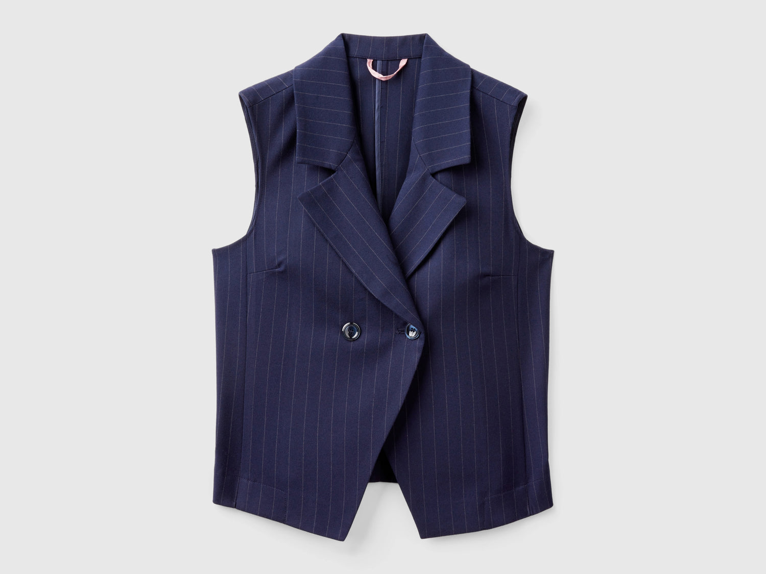 Gilet gessato doppiopetto da donna blu scuro | Benetton Outlet