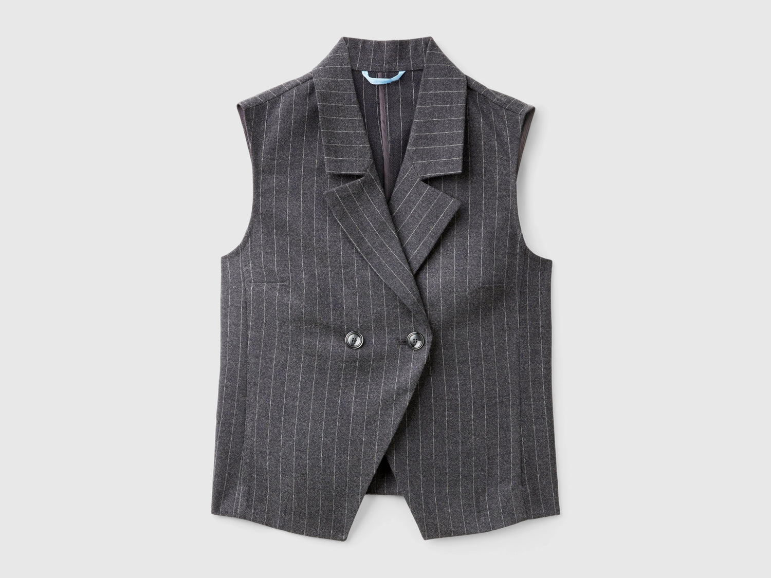 Gilet gessato doppiopetto da donna grigio | Benetton Outlet