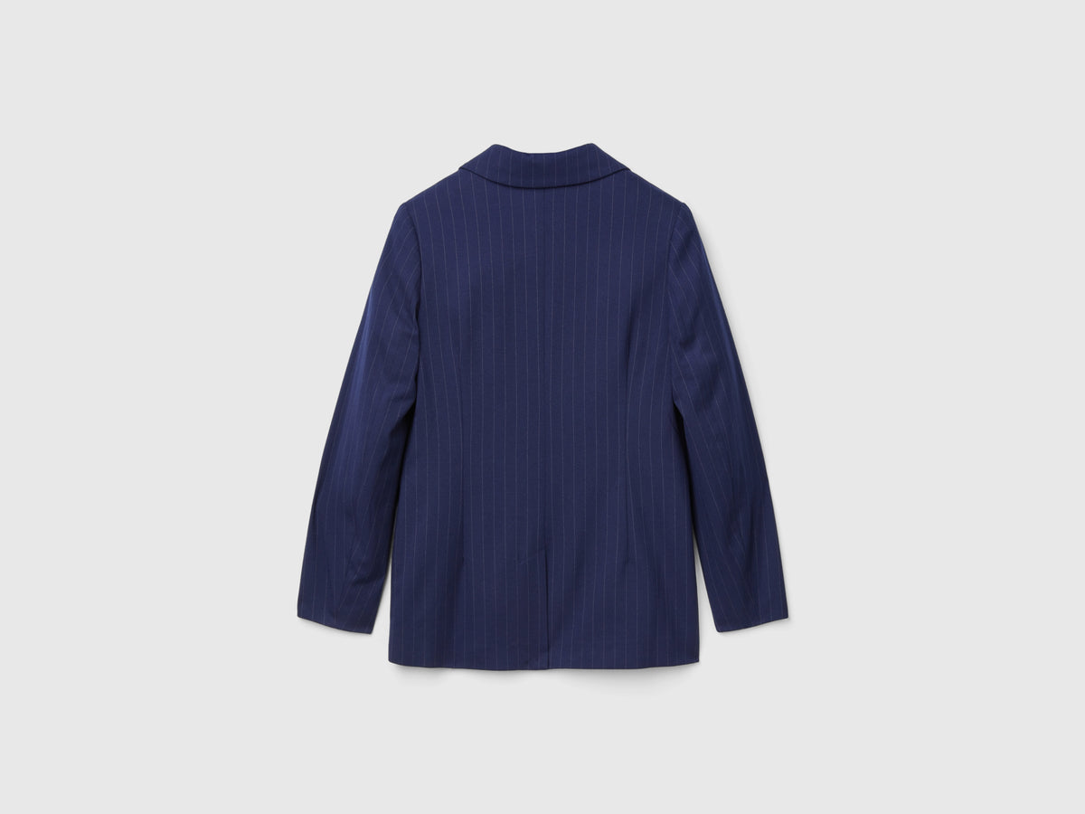 Pinstriped viscose blend blazer