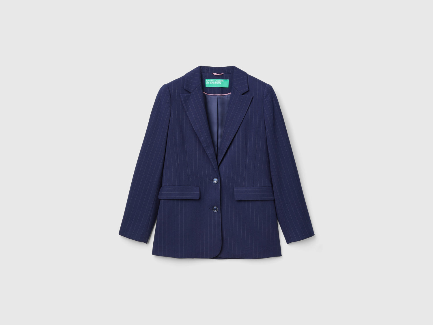 Pinstriped viscose blend blazer da donna blu scuro | Benetton Outlet