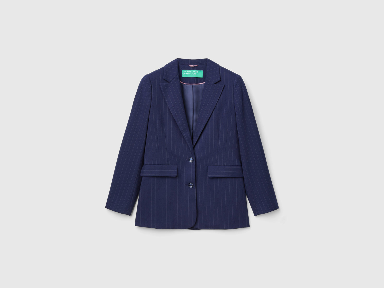 Pinstriped viscose blend blazer da donna blu scuro | Benetton Outlet