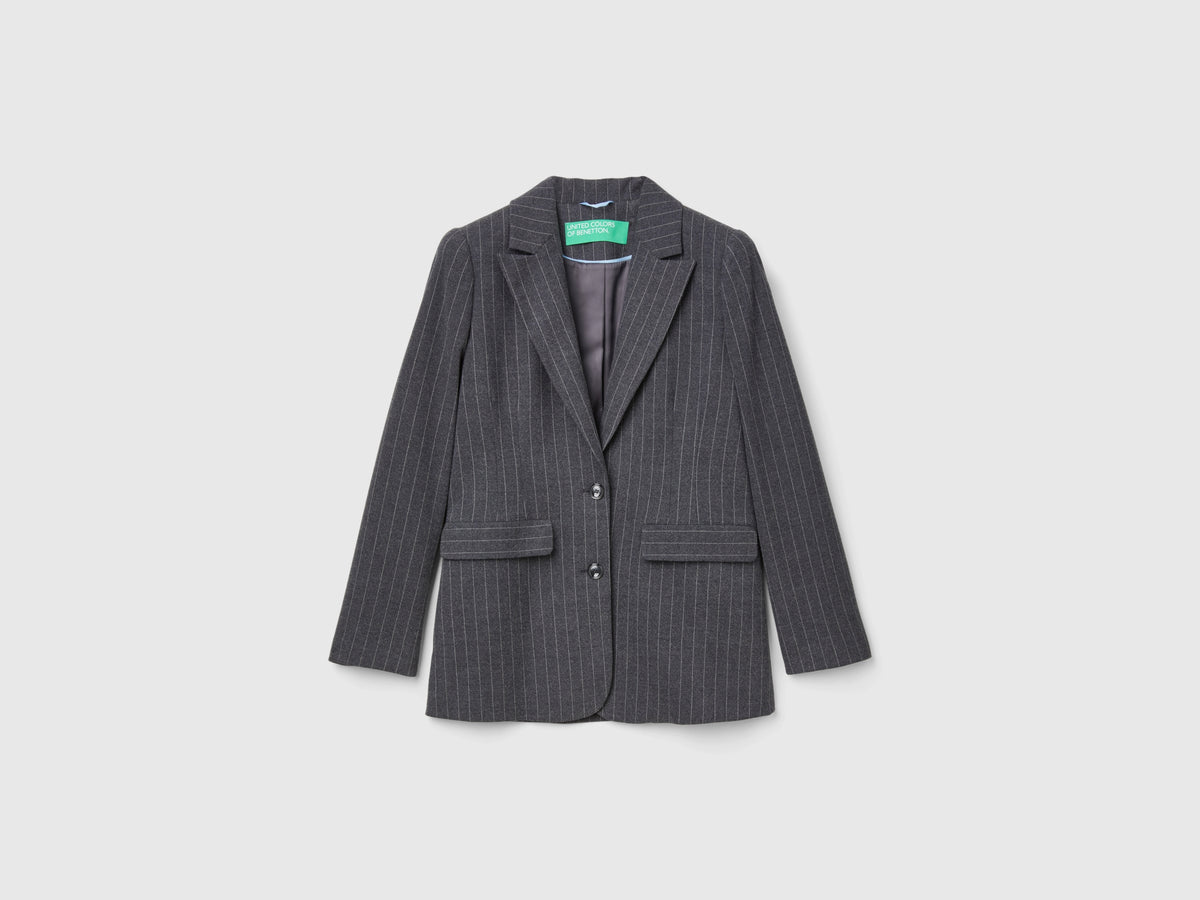 Blazer gessato in misto viscosa