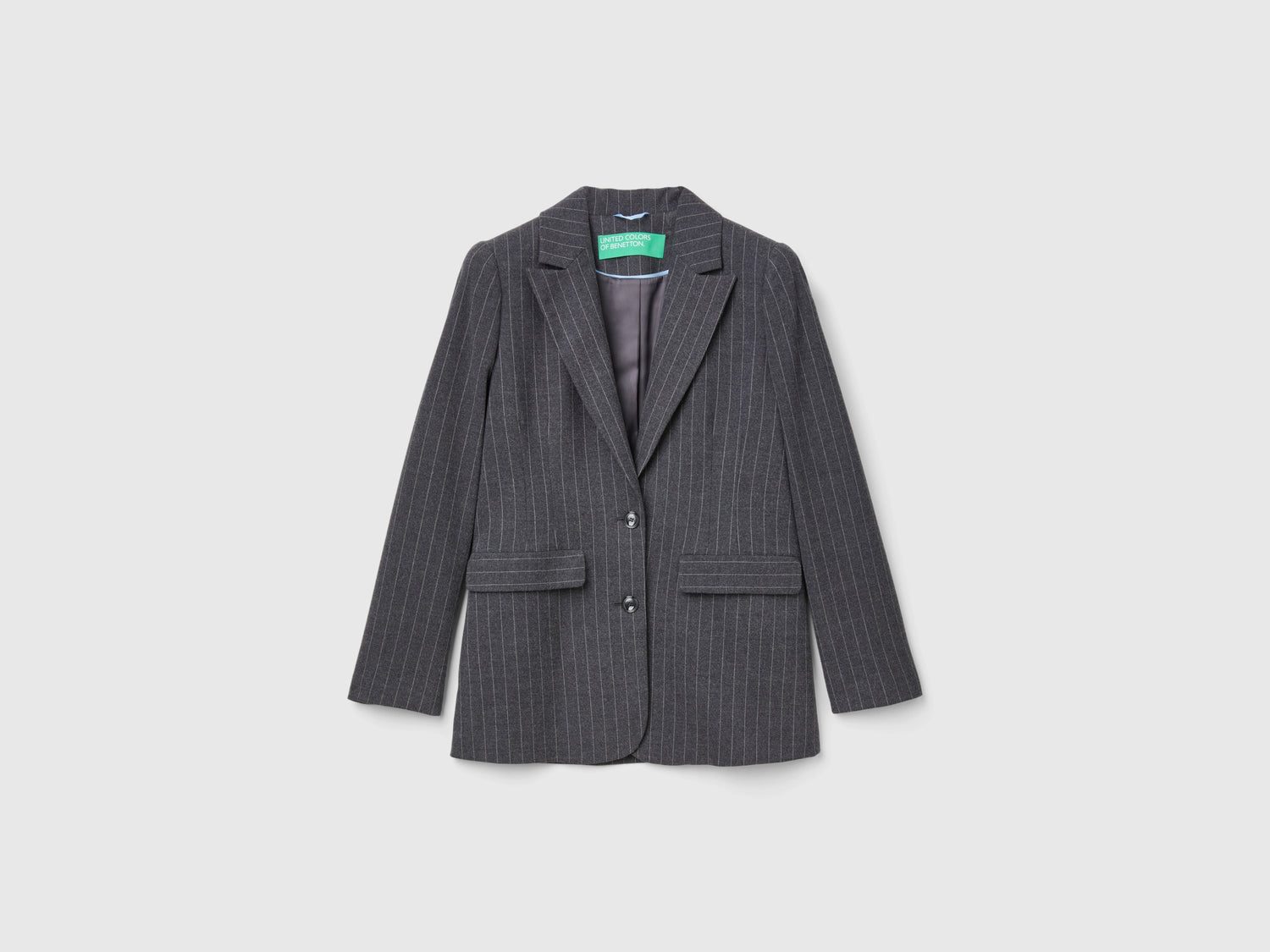 Pinstriped viscose blend blazer da donna grigio scuro | Benetton Outlet