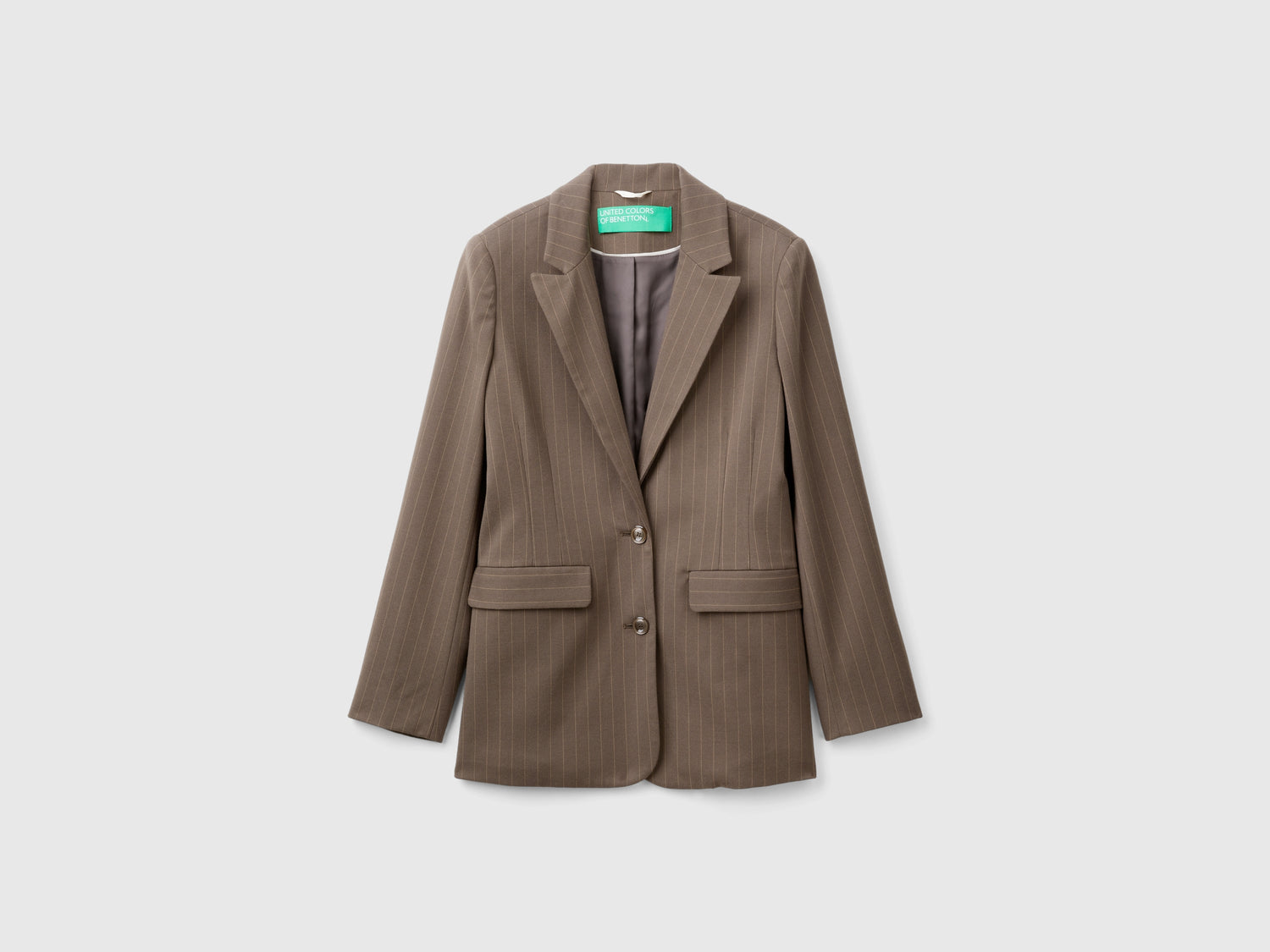Pinstriped viscose blend blazer da donna beige | Benetton Outlet
