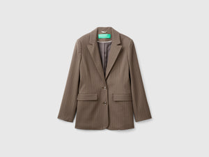 Blazer gessato in misto viscosa
