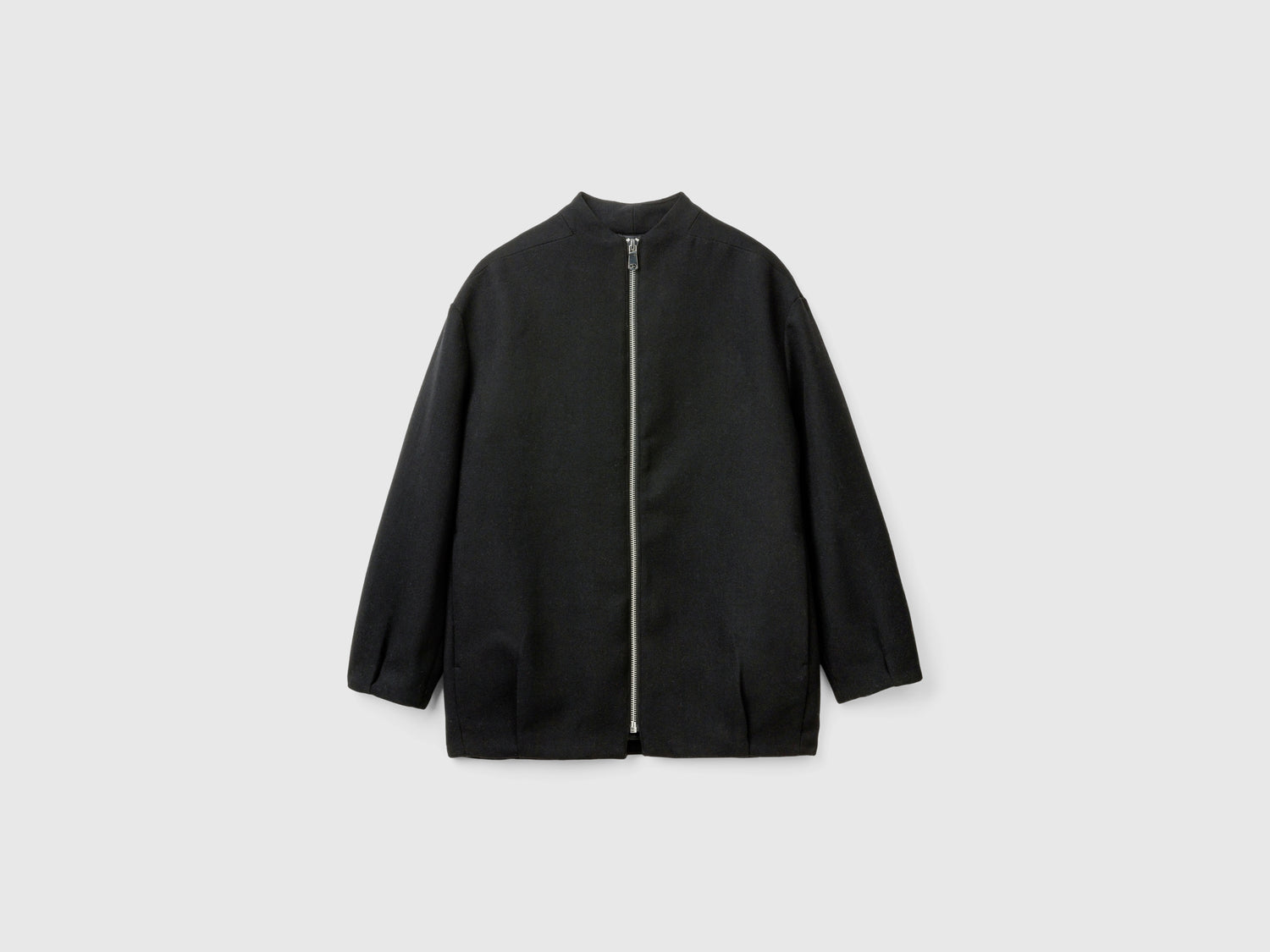 Cappotto bomber in misto lana da donna nero | Benetton Outlet